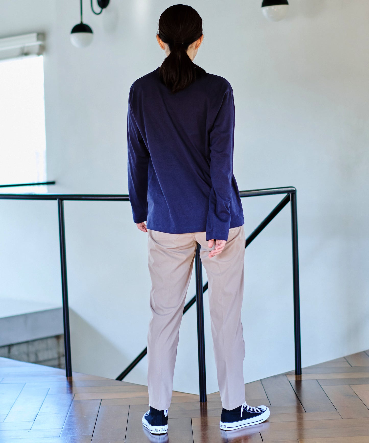 ビックパーマーチェックポケット シェアロングスリーブTシャツ