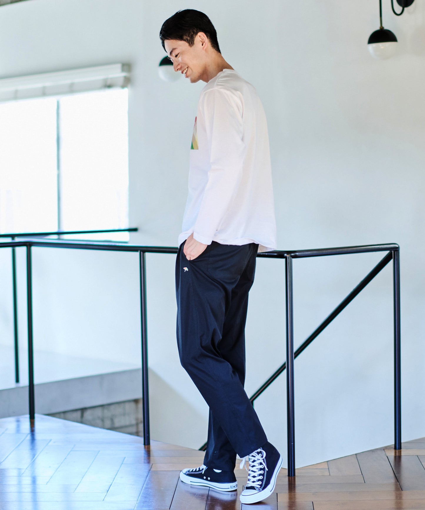 ビックパーマーチェックポケット シェアロングスリーブTシャツ
