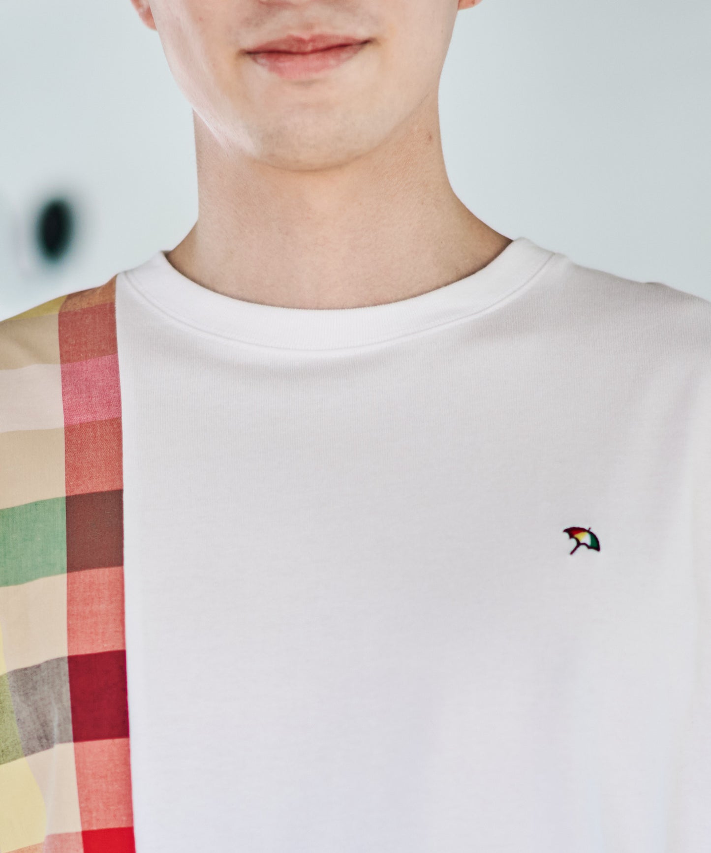 ビックパーマーチェックドッキング シェアロングスリーブTシャツ