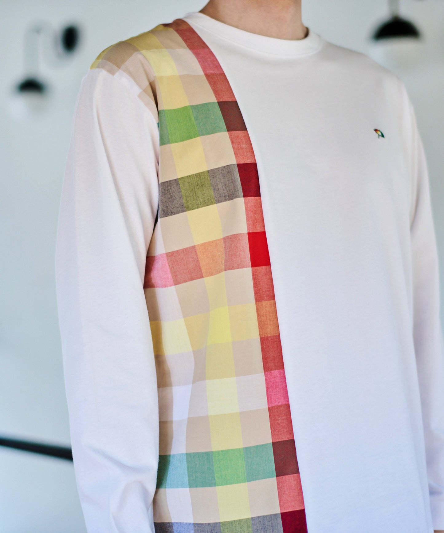 ビックパーマーチェックドッキング シェアロングスリーブTシャツ