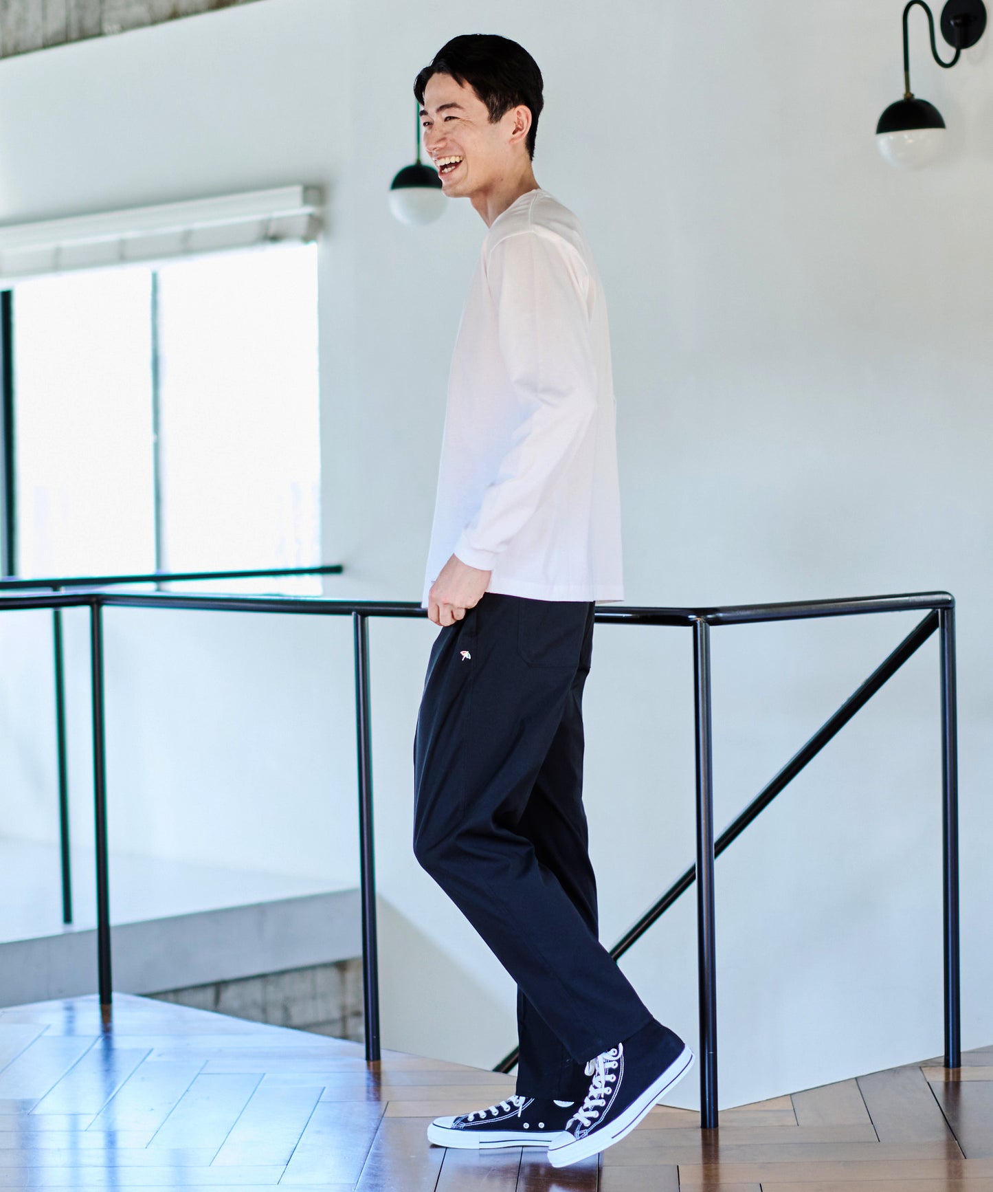 ビックパーマーチェックドッキング シェアロングスリーブTシャツ