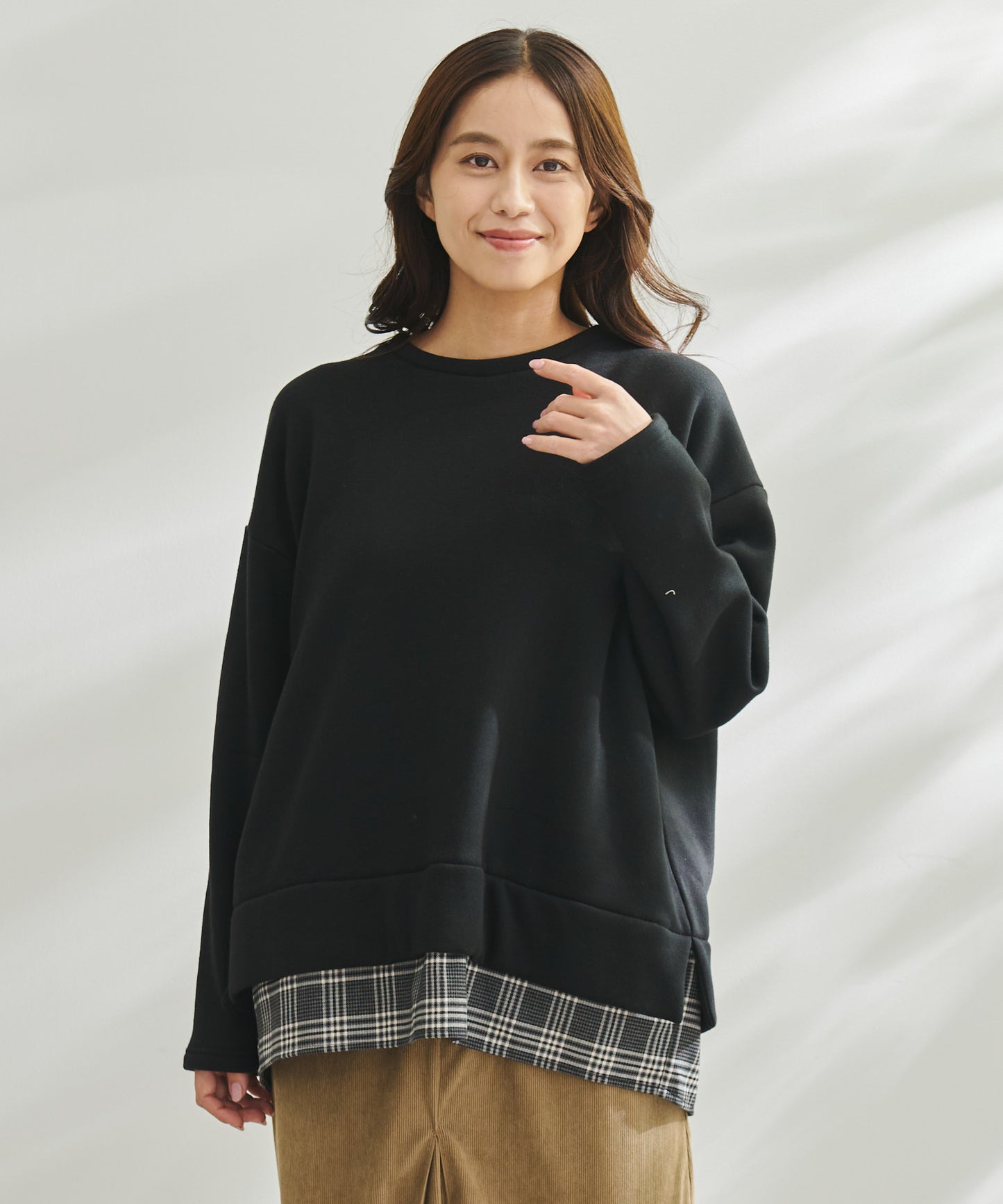 【残り1点】バックリボン チェック ドッキングチュニック