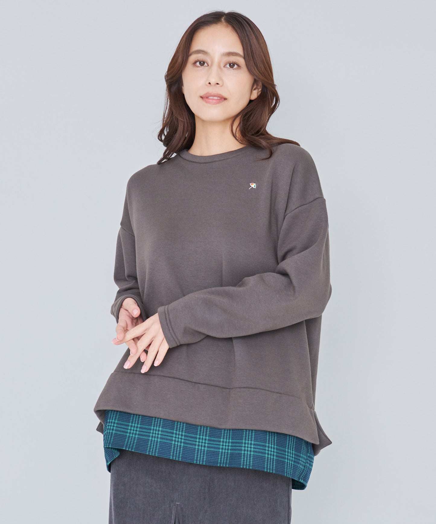 【残り1点】バックリボン チェック ドッキングチュニック