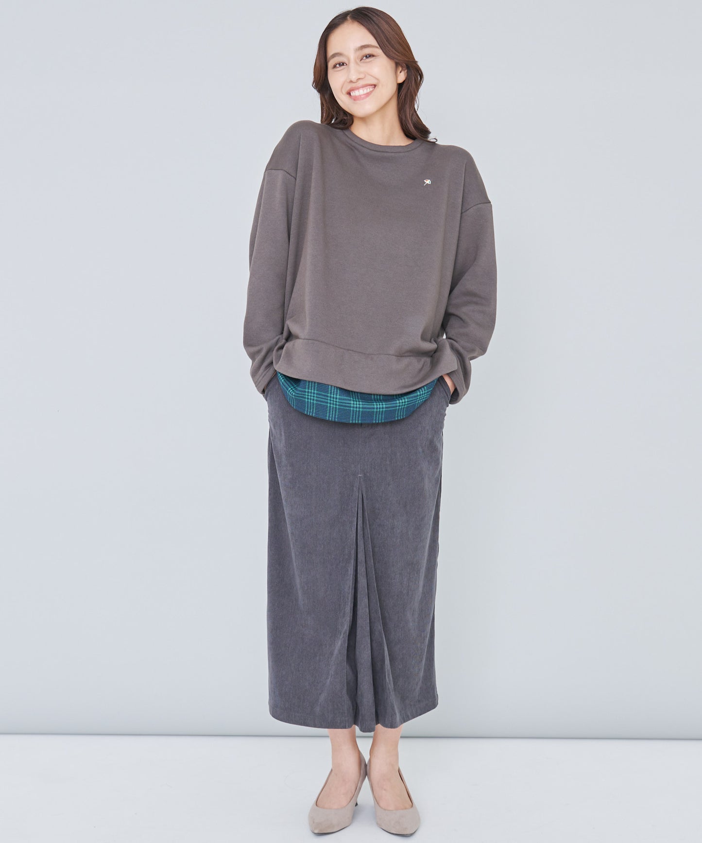 【残り1点】バックリボン チェック ドッキングチュニック