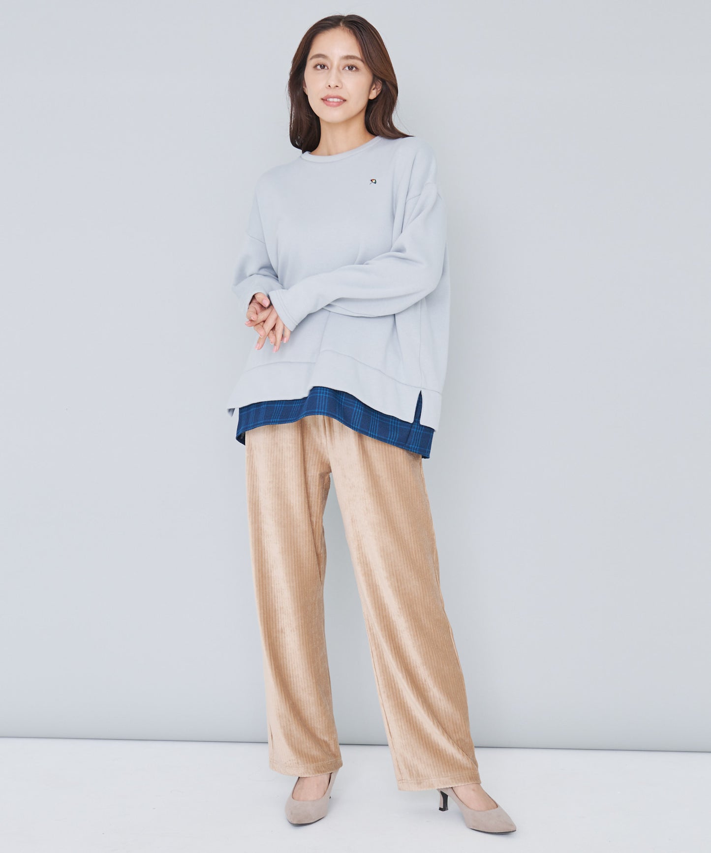 【残り1点】バックリボン チェック ドッキングチュニック