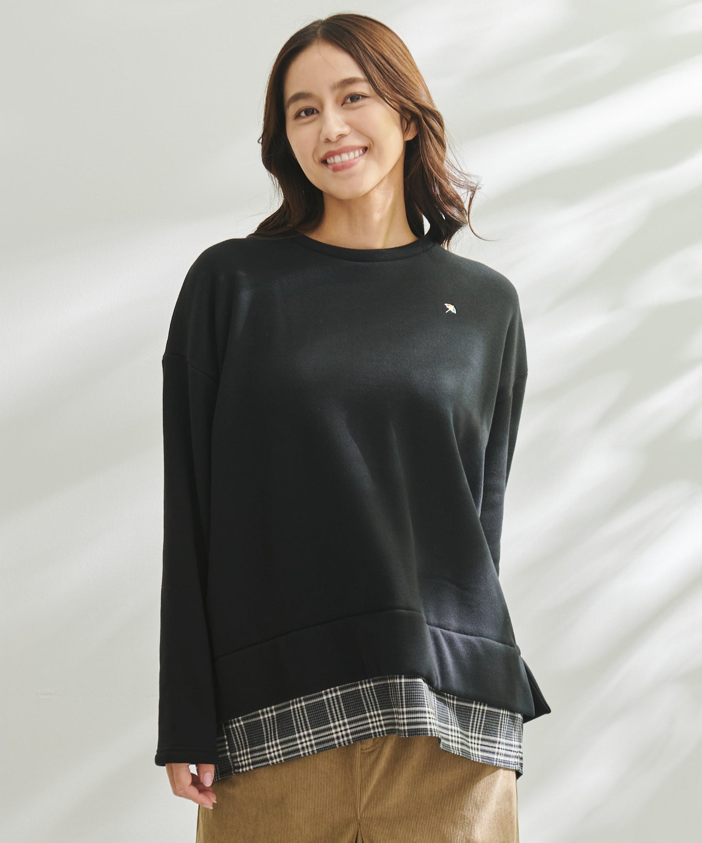 【残り1点】バックリボン チェック ドッキングチュニック