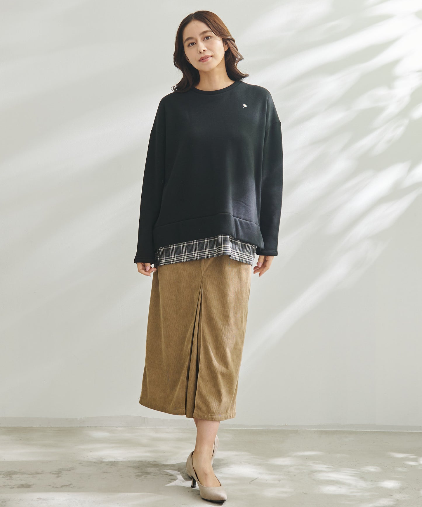 【残り1点】バックリボン チェック ドッキングチュニック