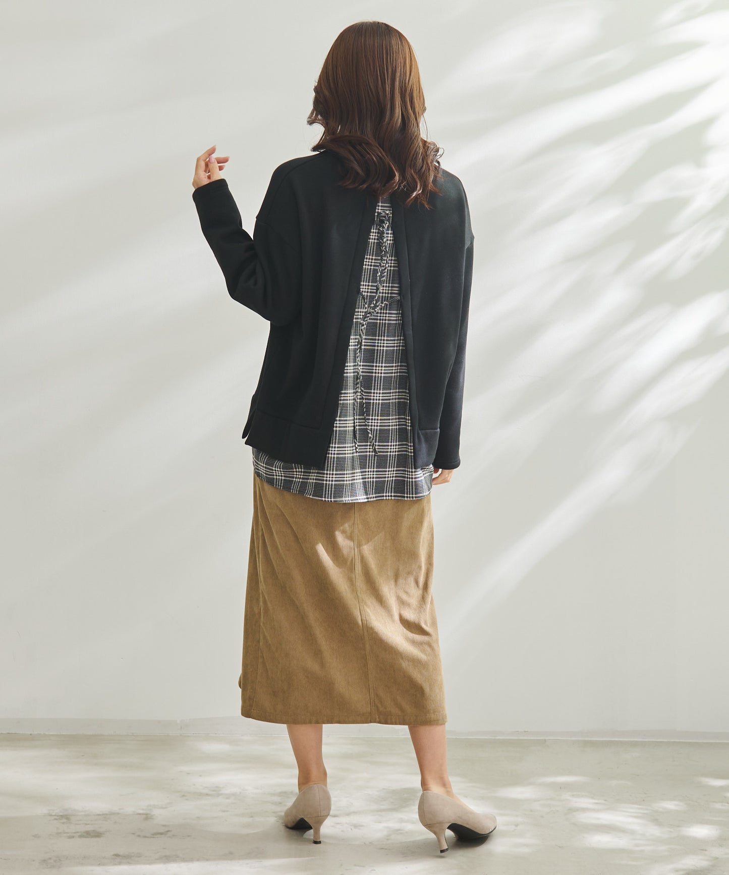 【残り1点】バックリボン チェック ドッキングチュニック