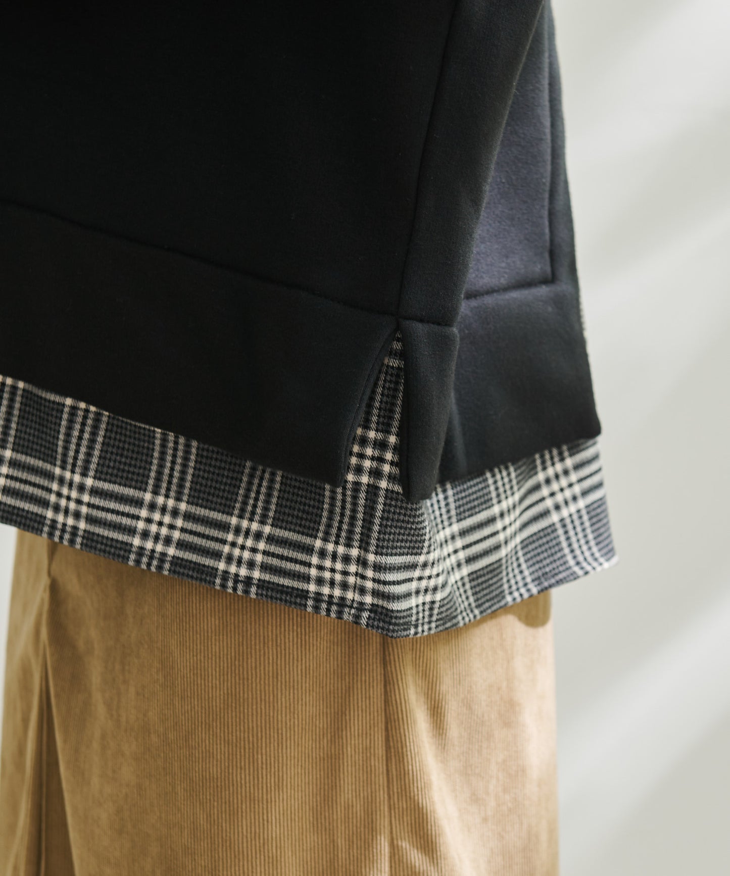 【残り1点】バックリボン チェック ドッキングチュニック