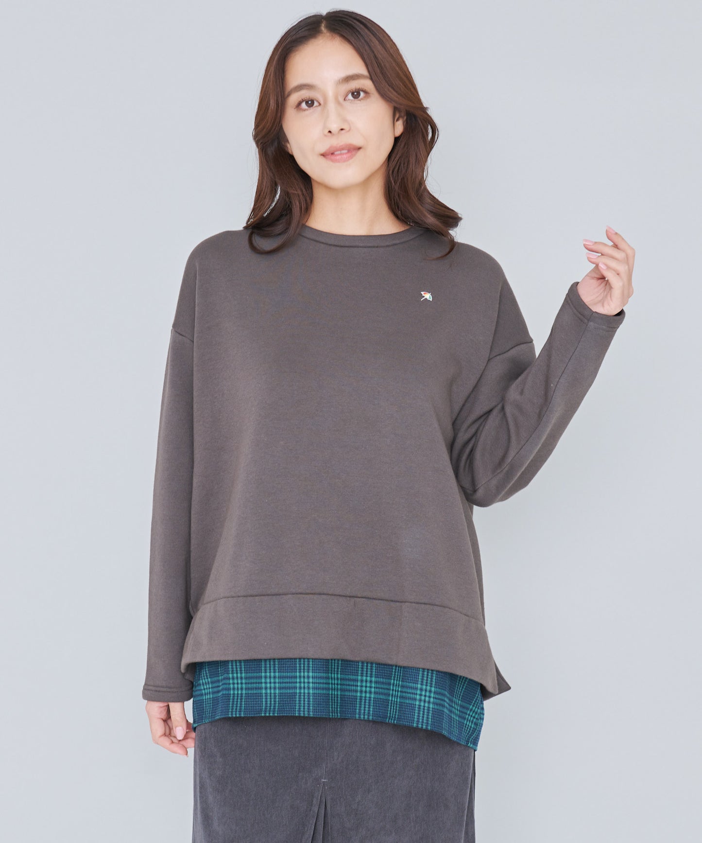 【残り1点】バックリボン チェック ドッキングチュニック