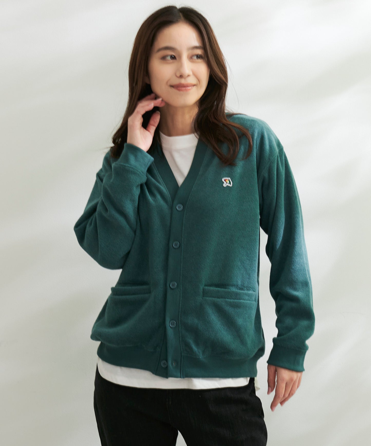 シェア T/Rブークレカーディガン + ロングTシャツセット