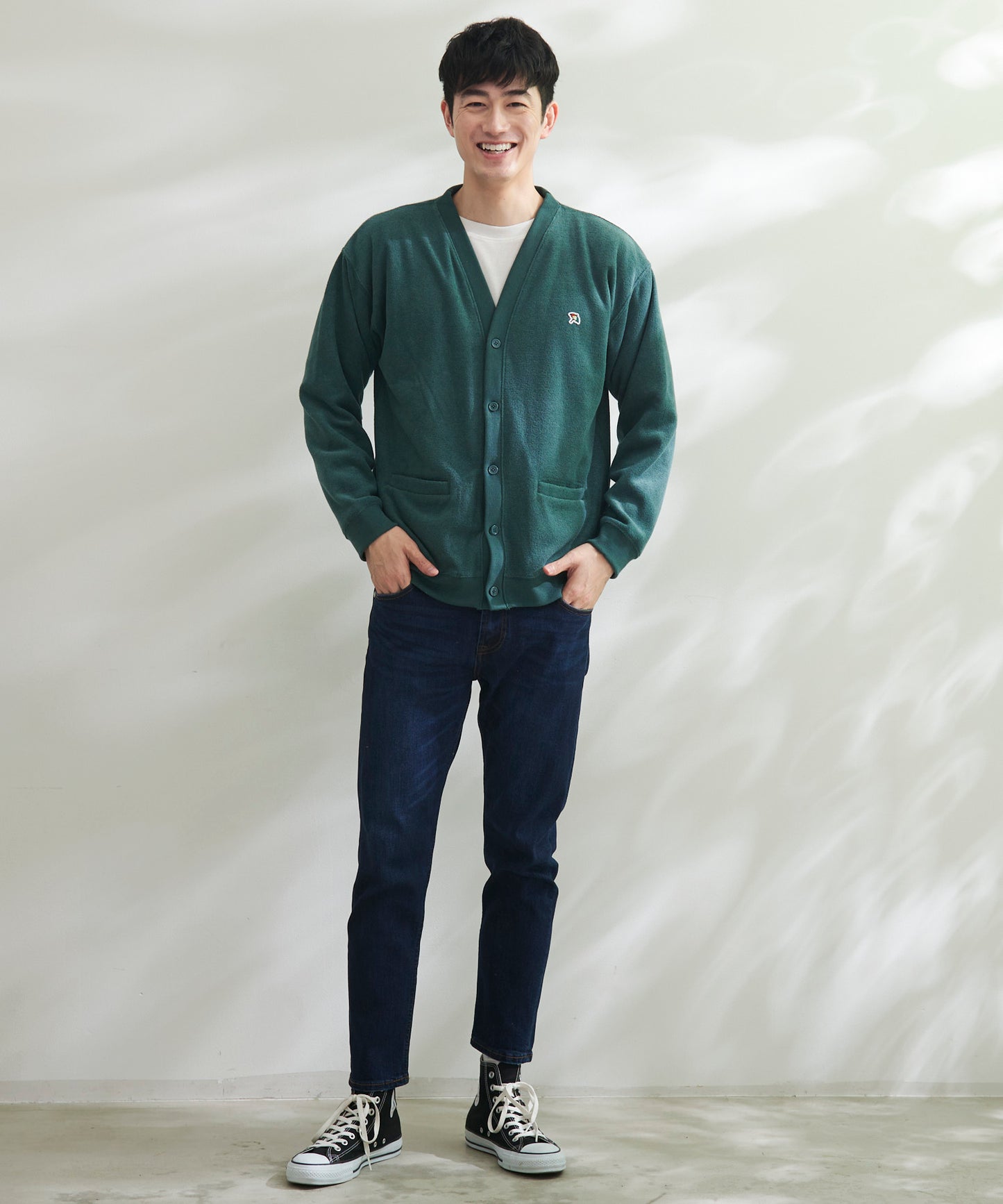 シェア T/Rブークレカーディガン + ロングTシャツセット