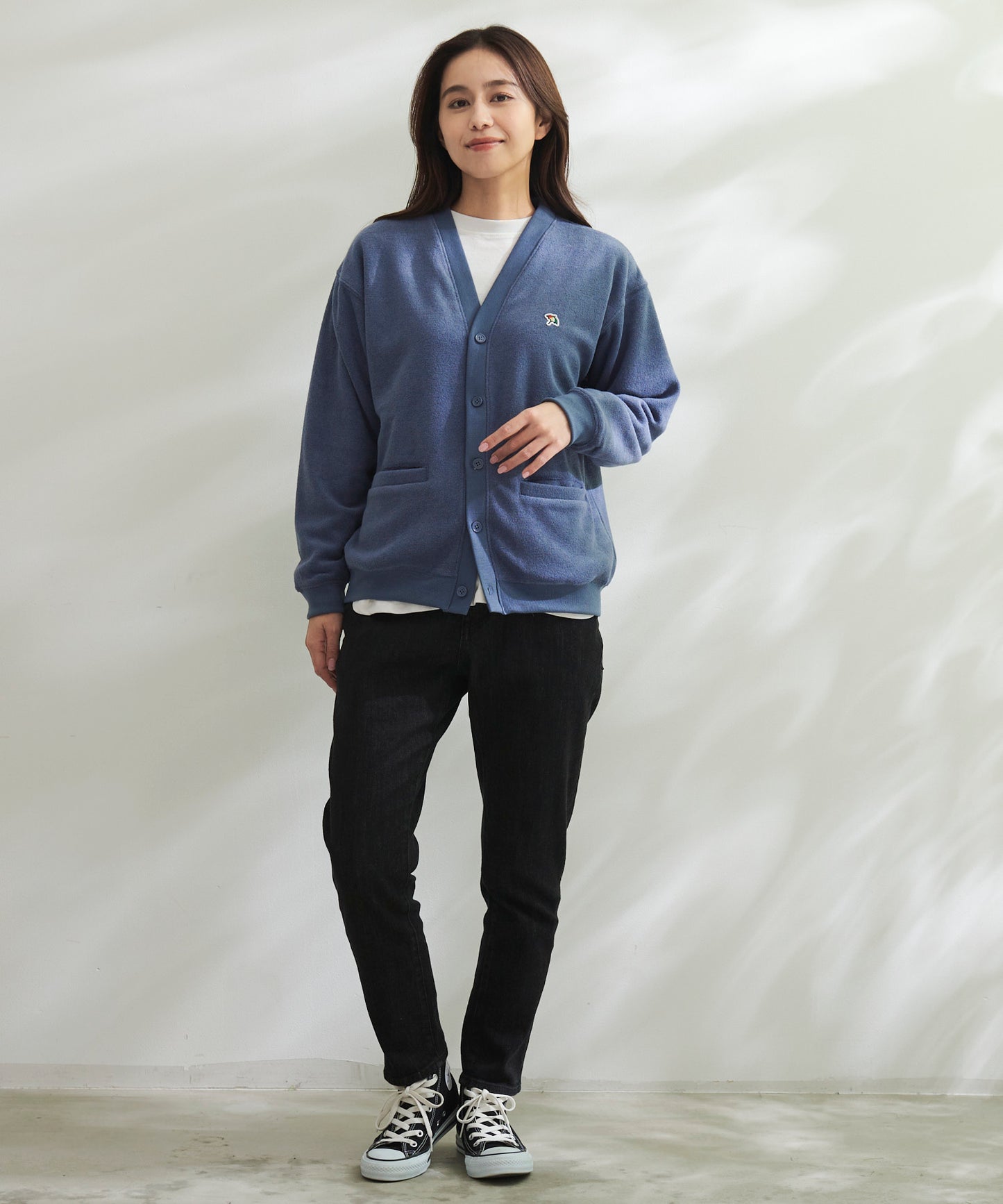 シェア T/Rブークレカーディガン + ロングTシャツセット