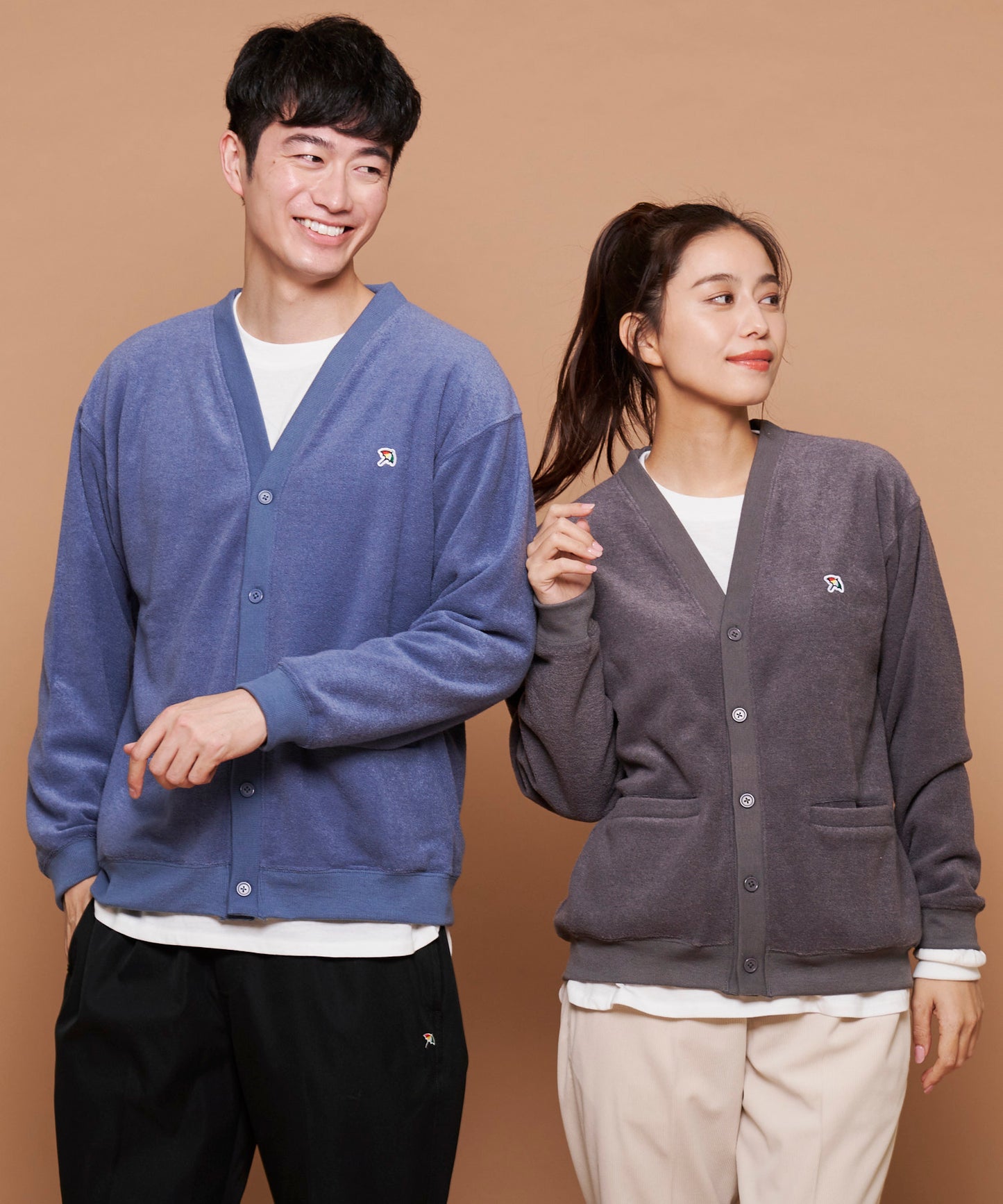 シェア T/Rブークレカーディガン + ロングTシャツセット