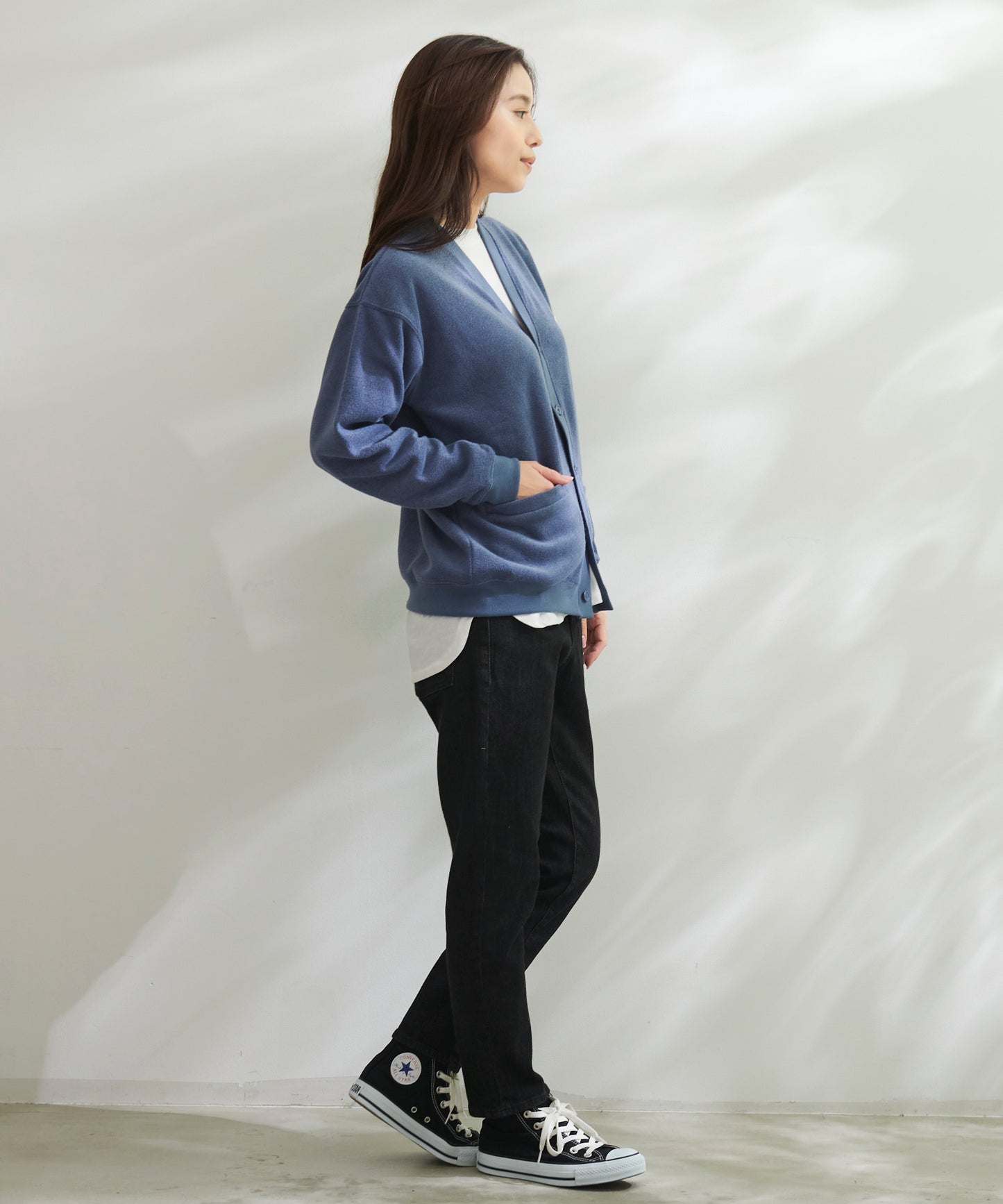 シェア T/Rブークレカーディガン + ロングTシャツセット