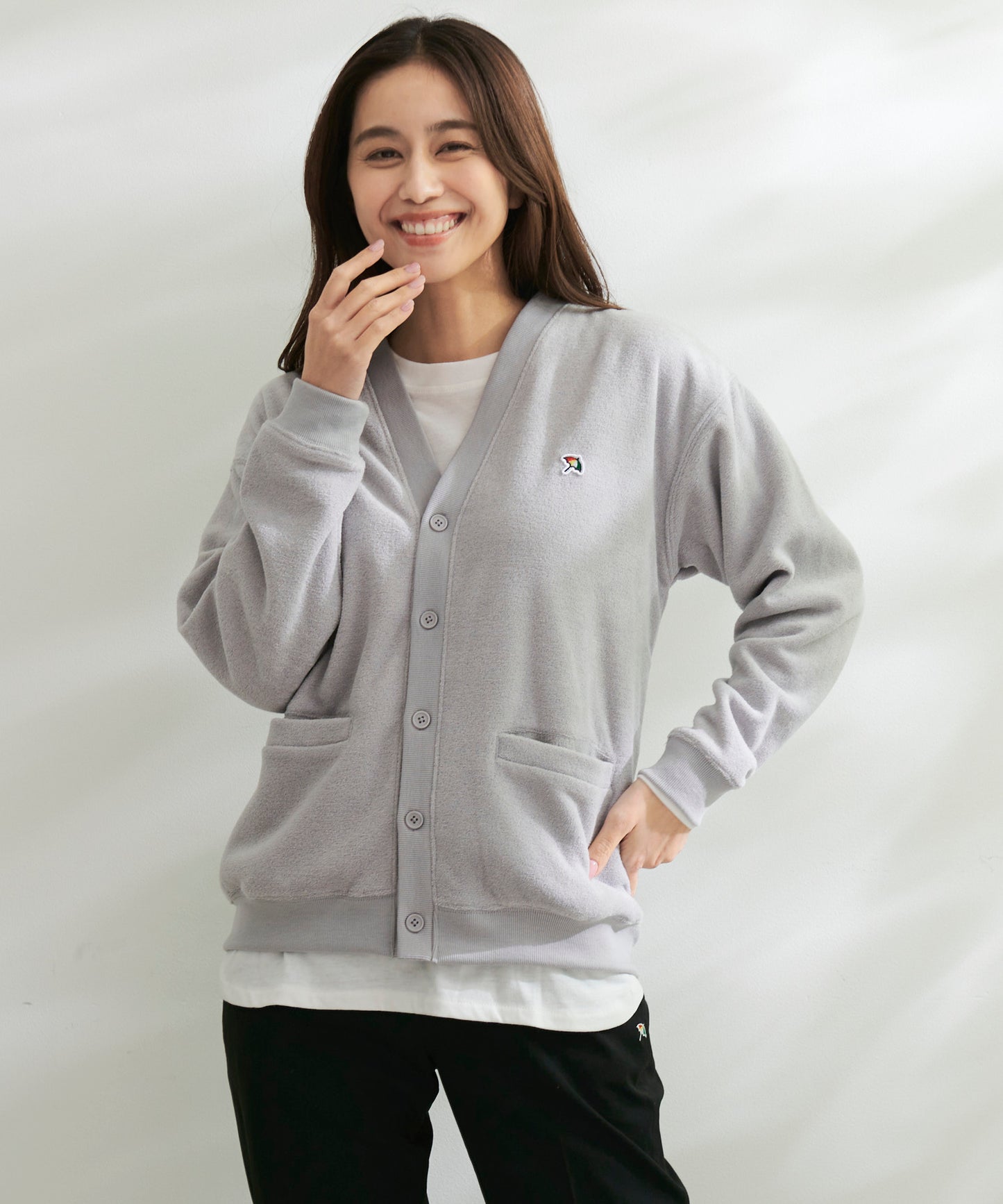シェア T/Rブークレカーディガン + ロングTシャツセット