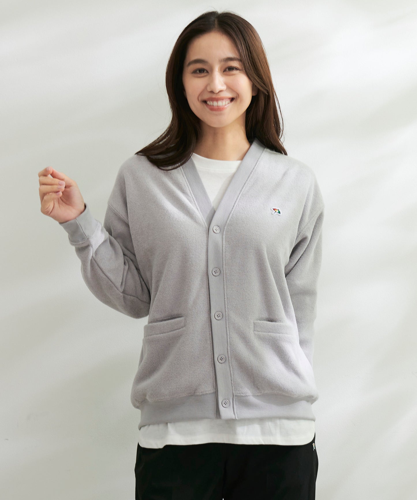 シェア T/Rブークレカーディガン + ロングTシャツセット