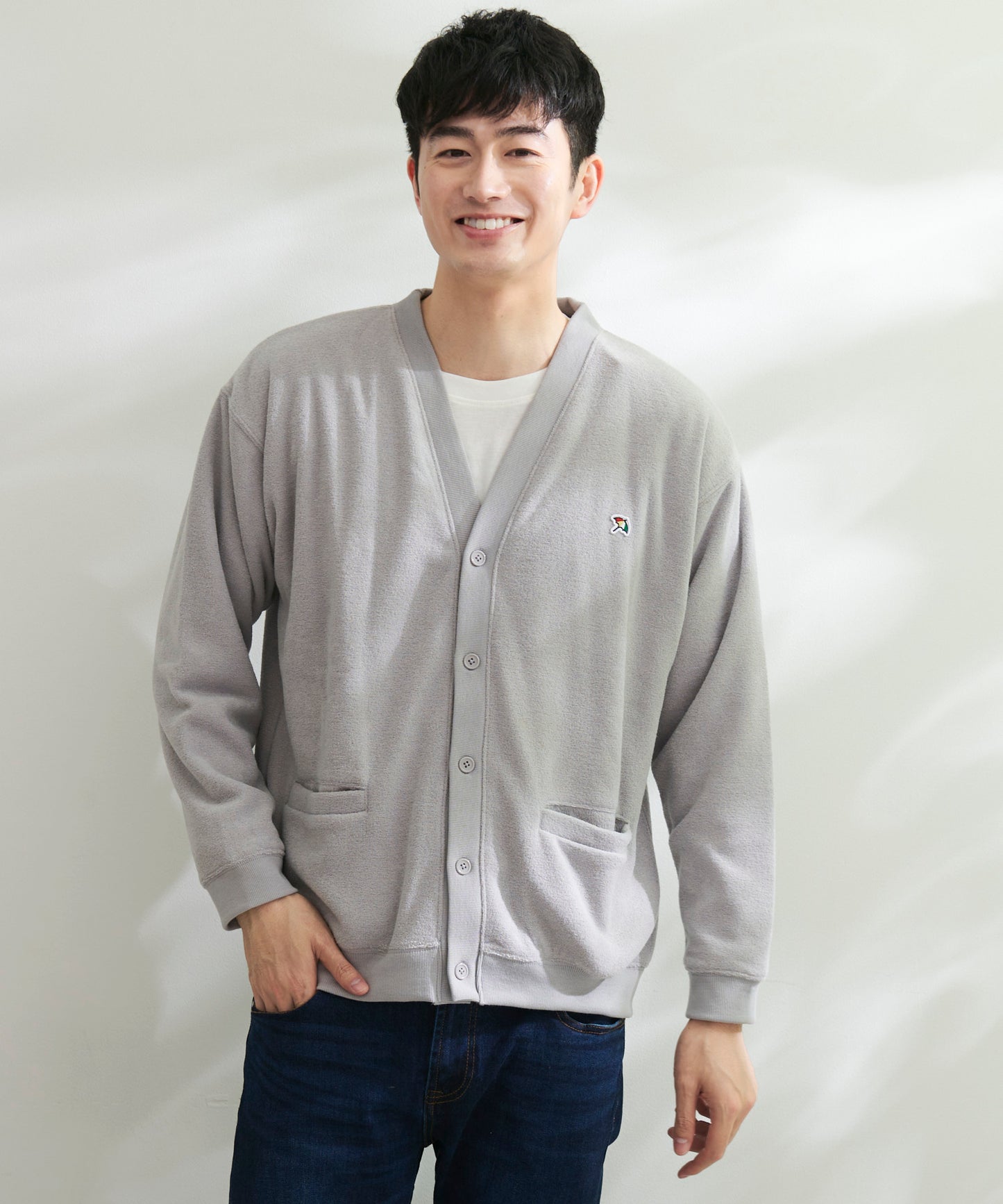 シェア T/Rブークレカーディガン + ロングTシャツセット