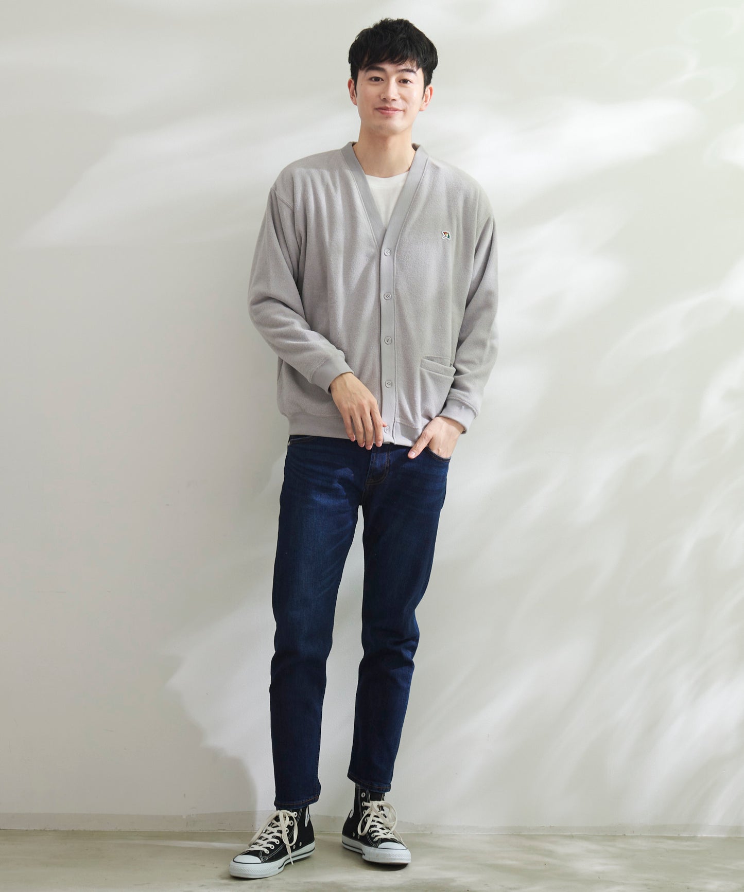 シェア T/Rブークレカーディガン + ロングTシャツセット