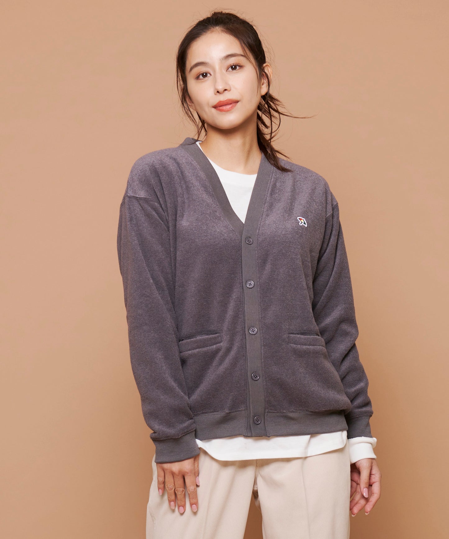 シェア T/Rブークレカーディガン + ロングTシャツセット