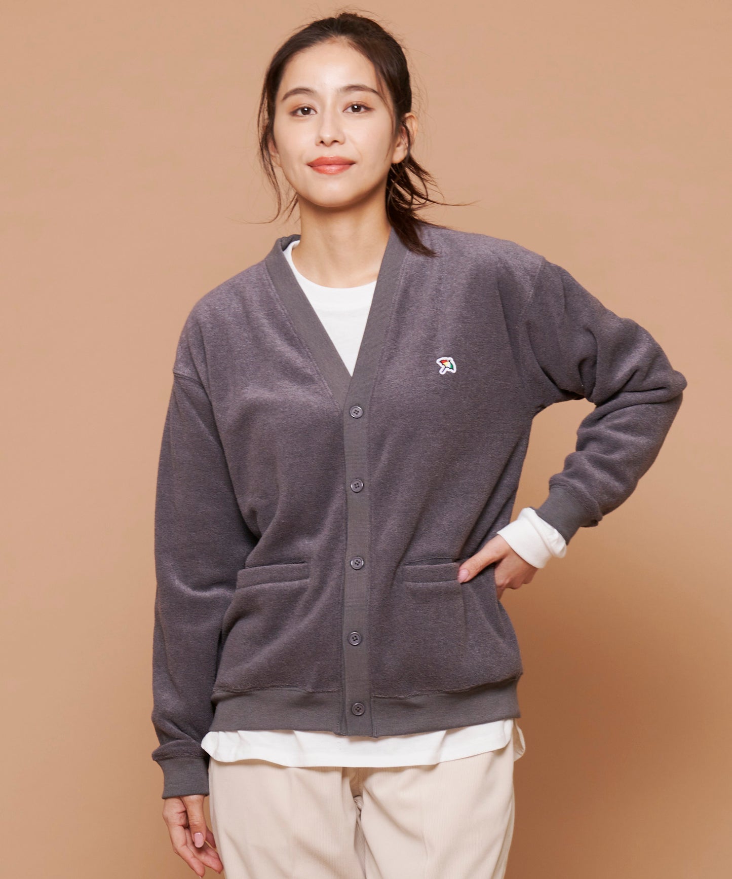 シェア T/Rブークレカーディガン + ロングTシャツセット