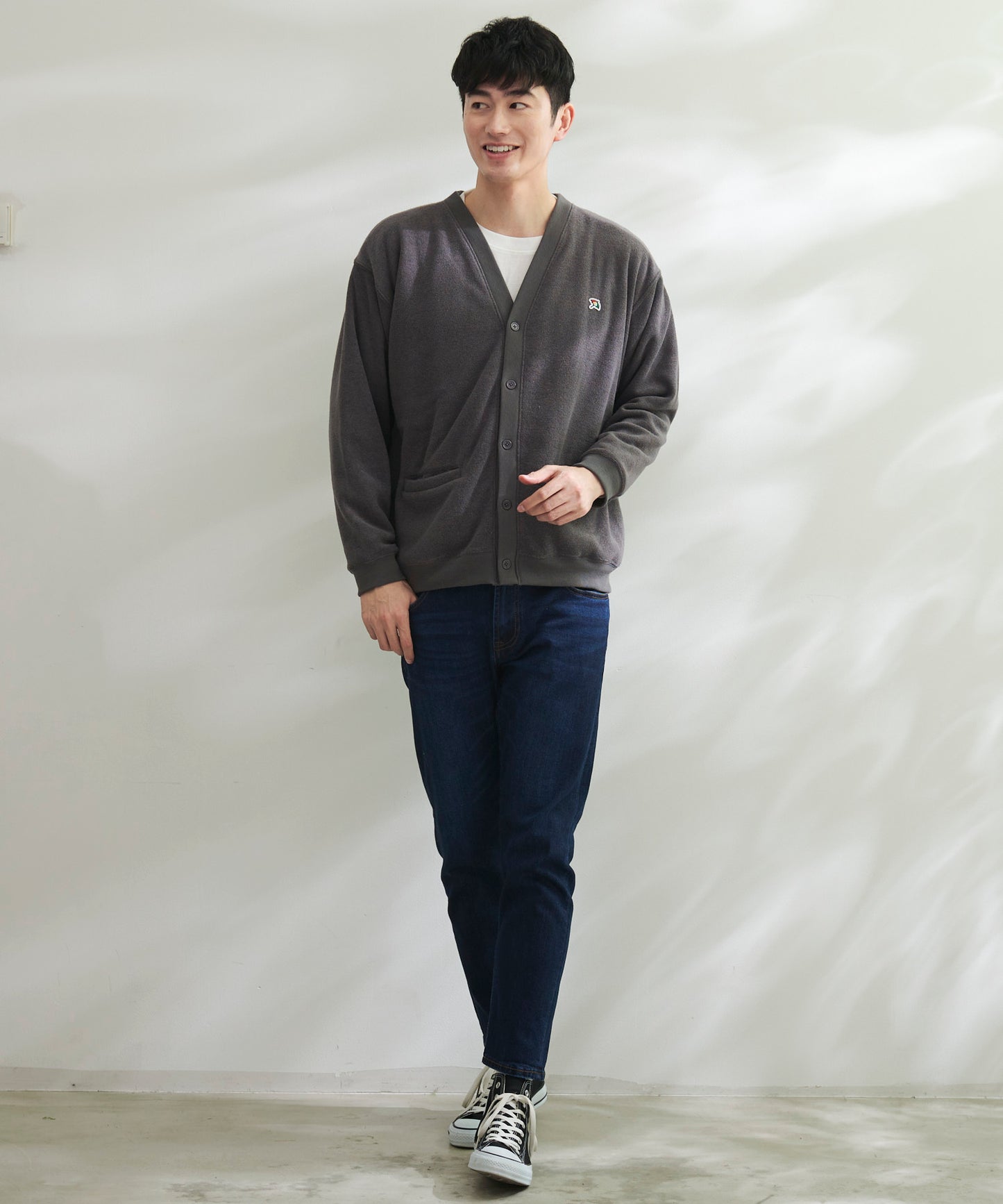 シェア T/Rブークレカーディガン + ロングTシャツセット