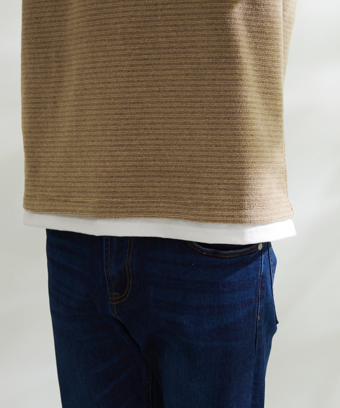 マイクロボーダーフリースフェイクレイヤードロングTシャツ