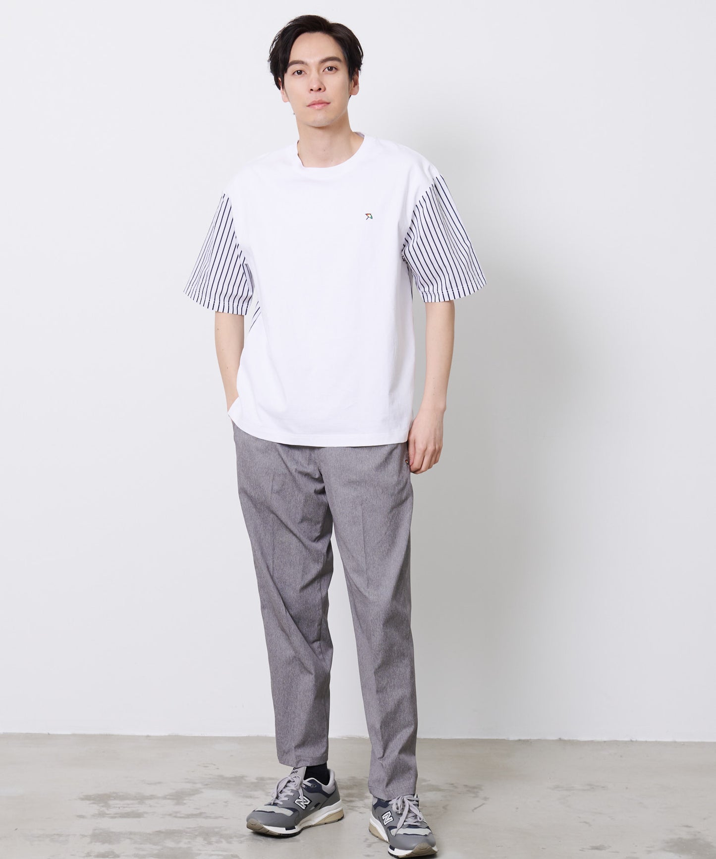 布帛ドッキング5分袖 Tシャツ
