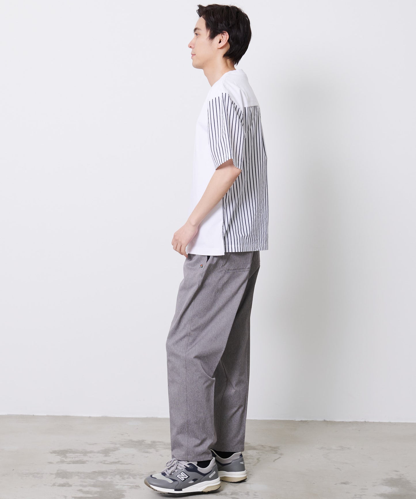 布帛ドッキング5分袖 Tシャツ