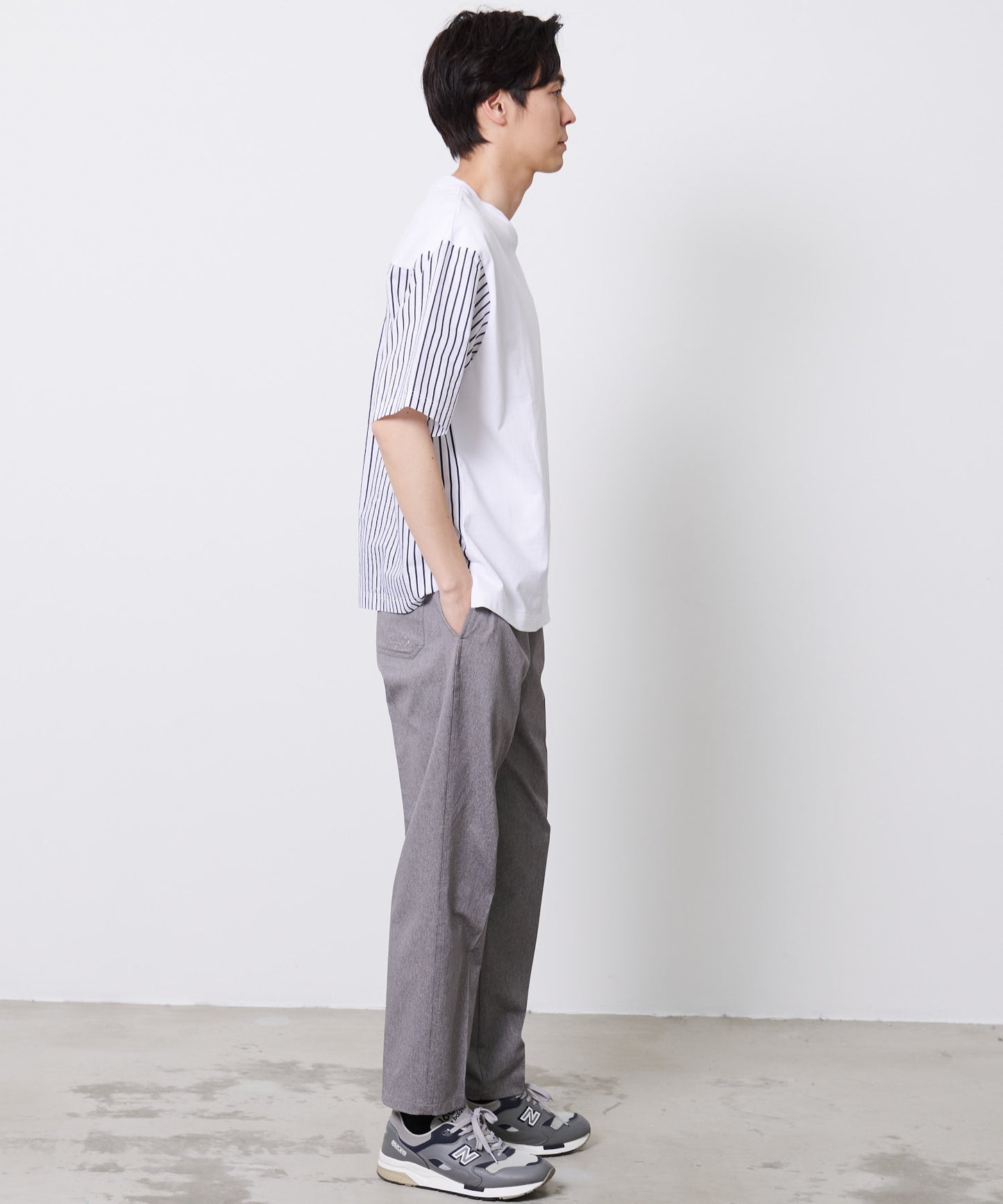 布帛ドッキング5分袖 Tシャツ