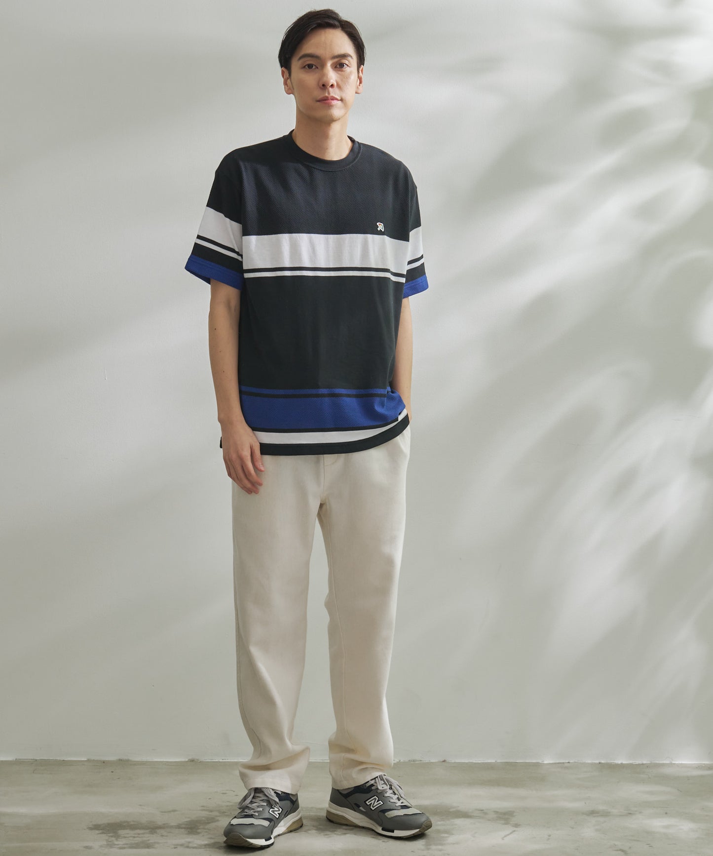 編地パネルボーダー Tシャツ