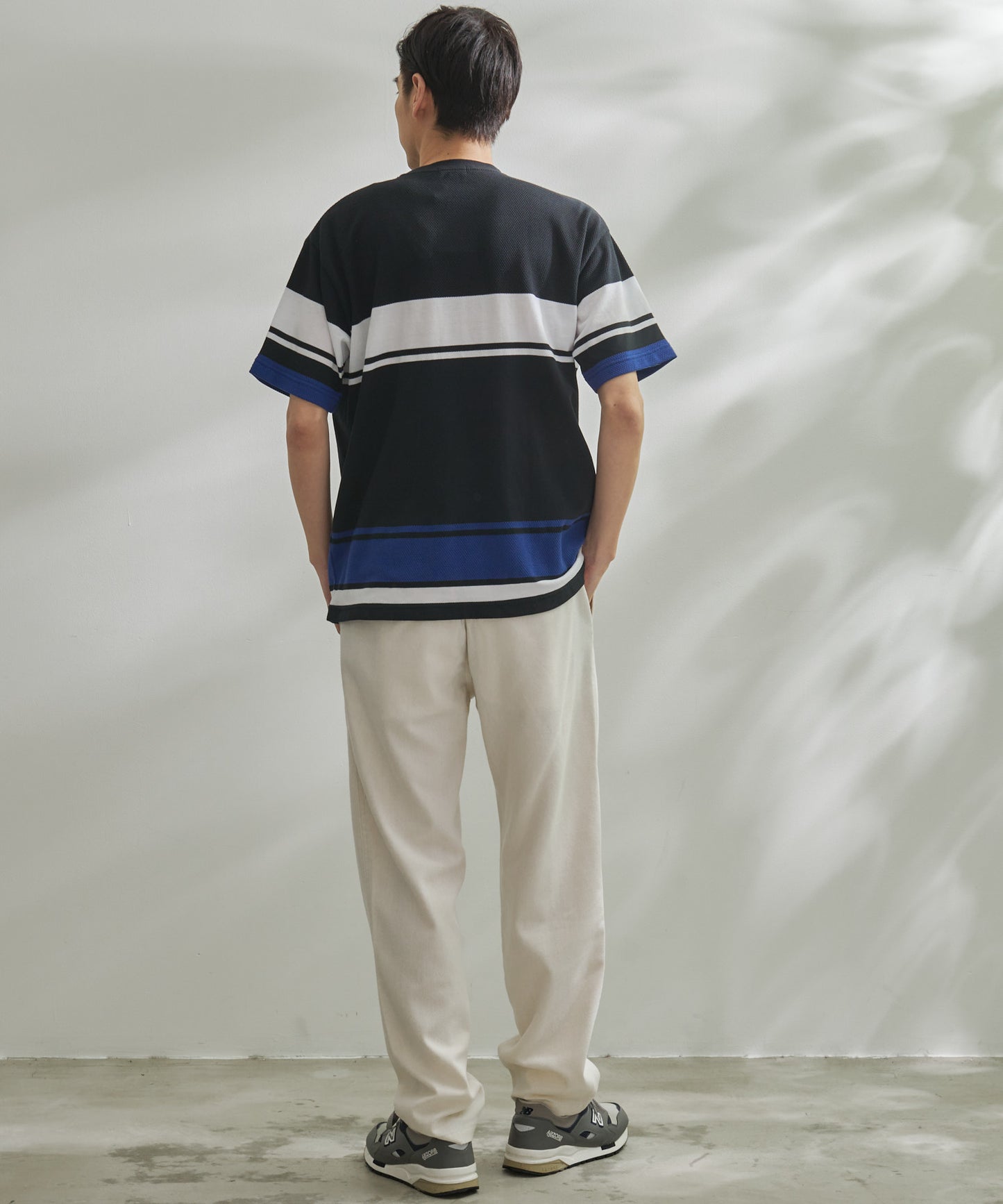 編地パネルボーダー Tシャツ