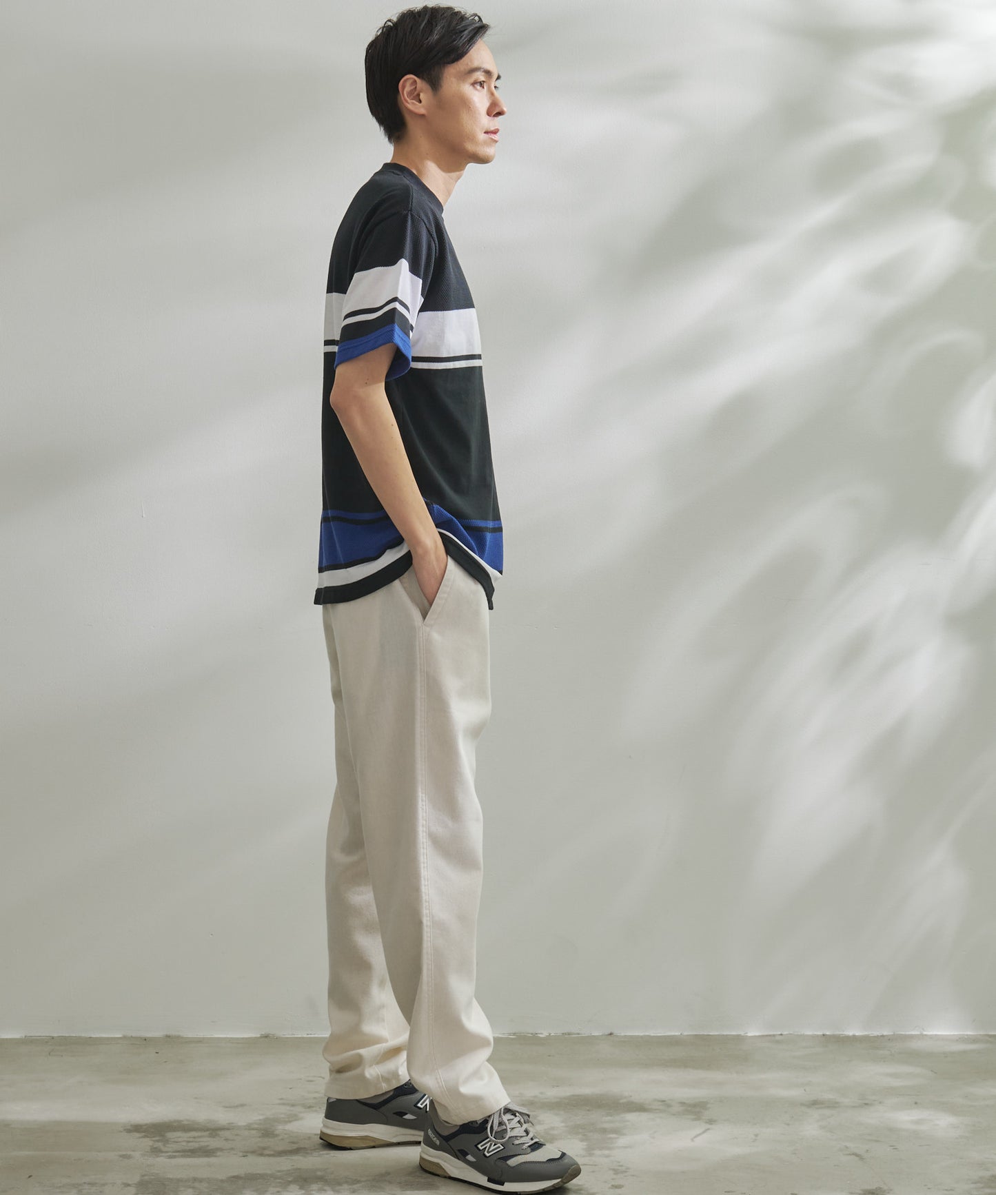 編地パネルボーダー Tシャツ