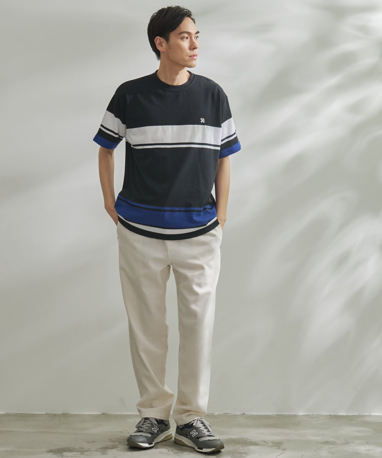 編地パネルボーダー Tシャツ