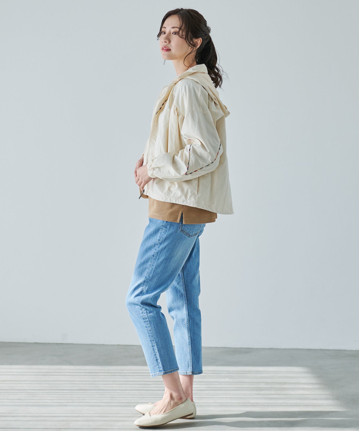 パーマーチェック パイピングギャザー ジャケット