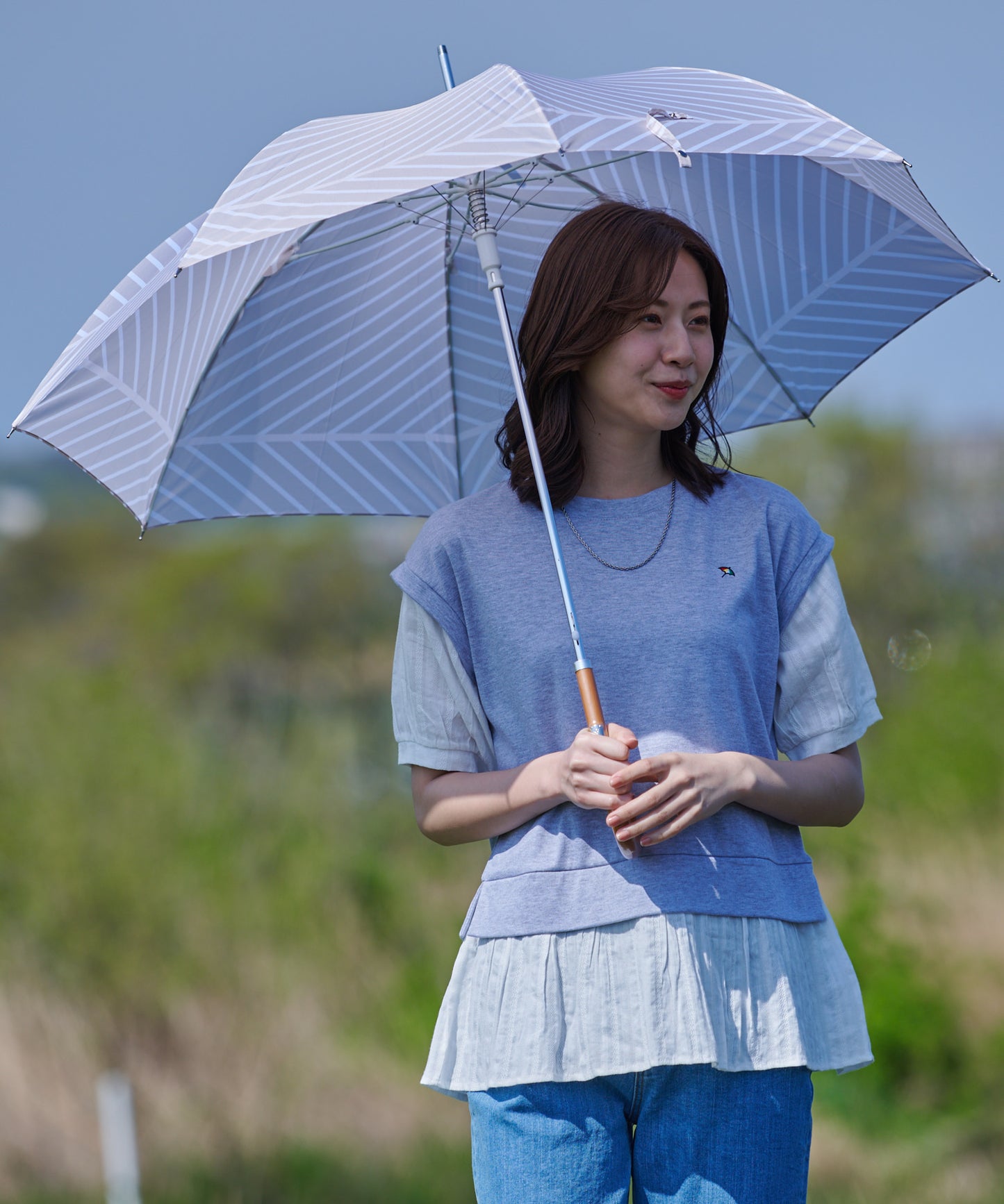 【残り3点】ストライプ晴雨兼用シェア長傘 ※ラッピング対応不可