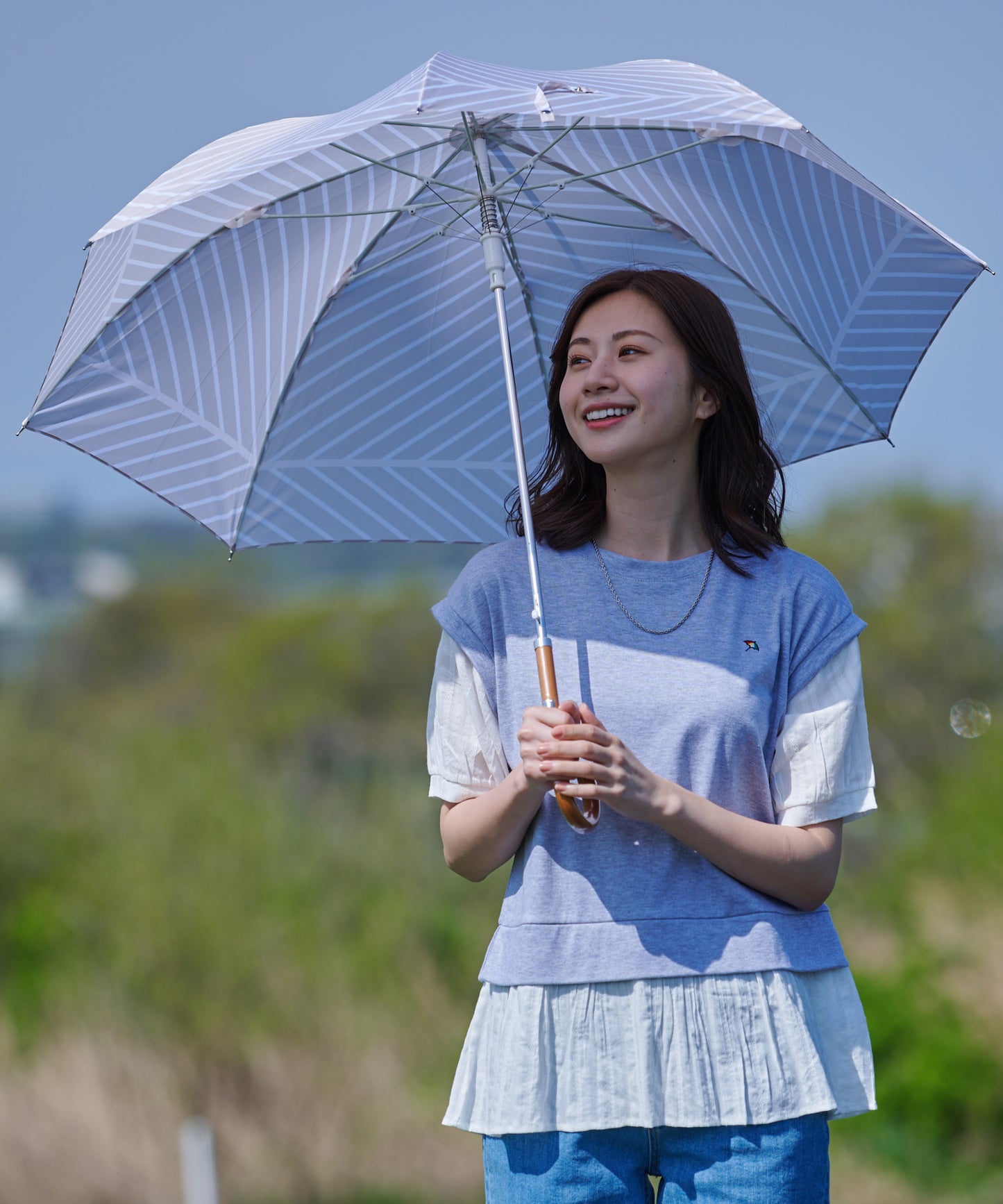 【残り3点】ストライプ晴雨兼用シェア長傘 ※ラッピング対応不可