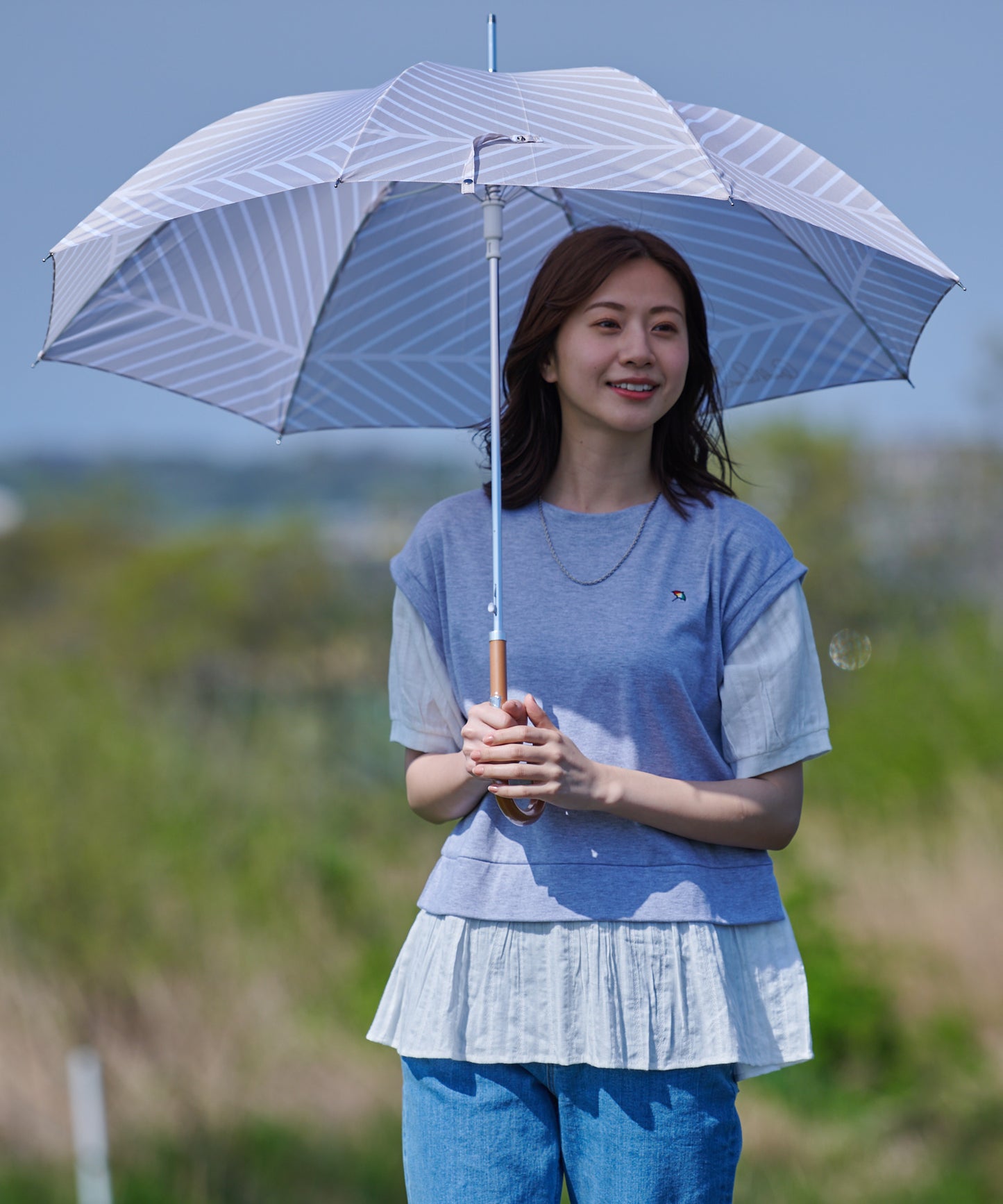 【残り3点】ストライプ晴雨兼用シェア長傘 ※ラッピング対応不可