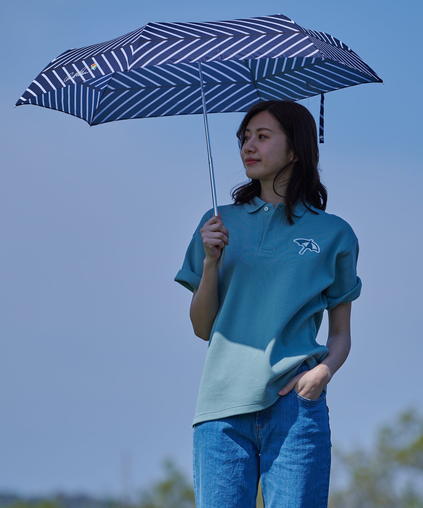 ストライプ晴雨兼用シェア折り畳み傘