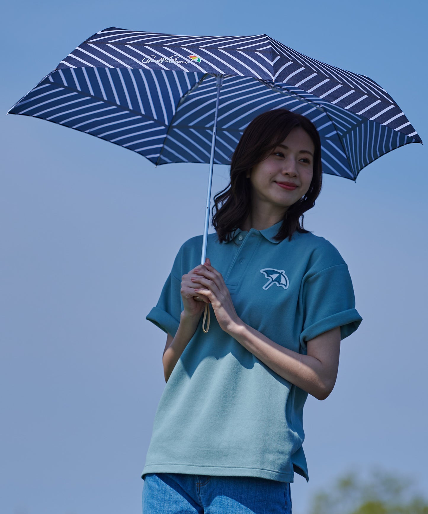 ストライプ晴雨兼用シェア折り畳み傘