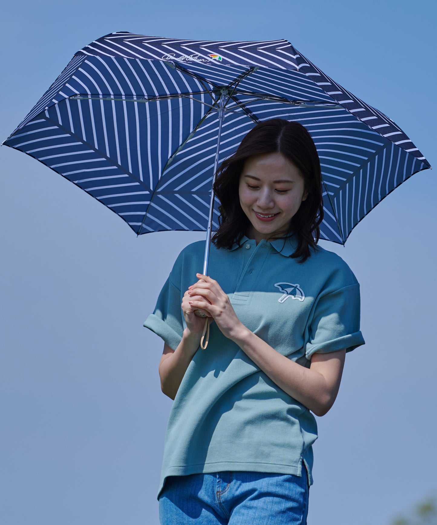 ストライプ晴雨兼用シェア折り畳み傘