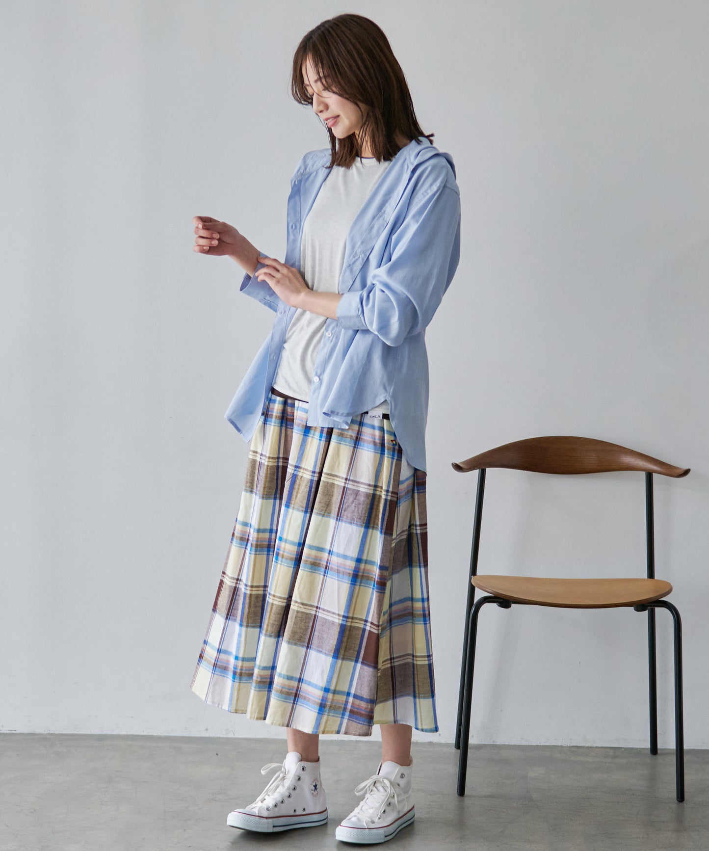 【残り2点】ドロップショルダーフードシャツ