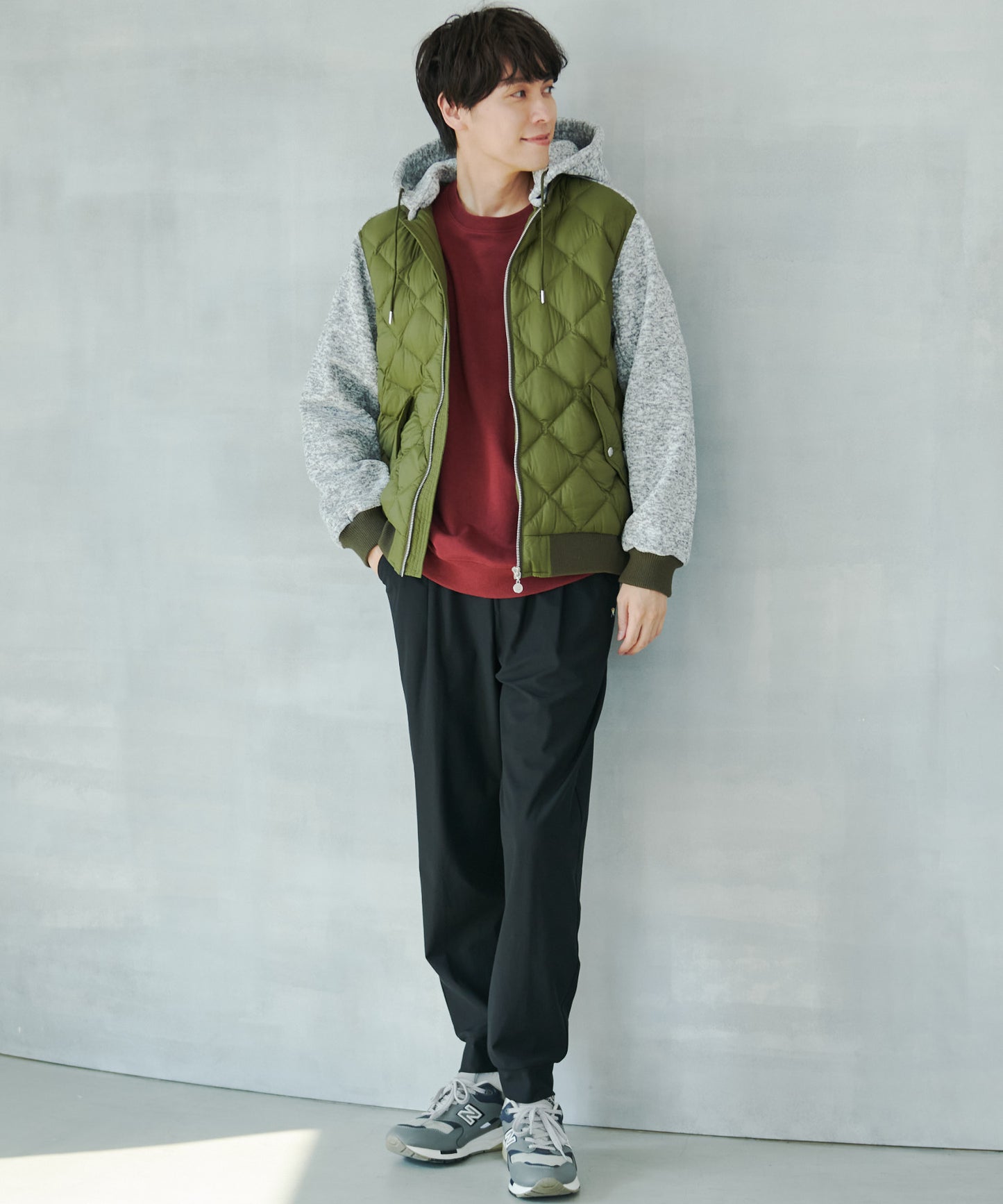 【残り1点】バルキーフリース×ダウン ハイブリッドフードジャケット