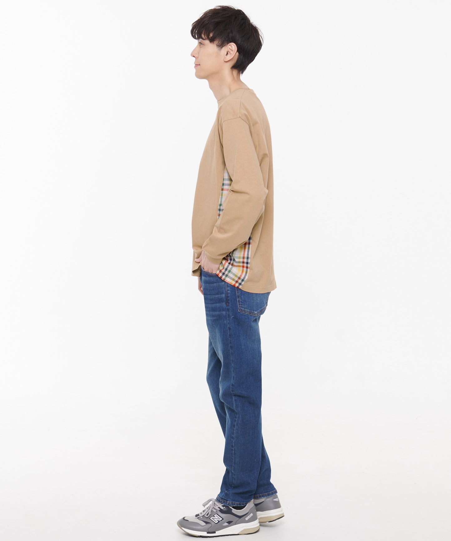 パーマーチェックドッキング シェアロングスリーブTシャツ
