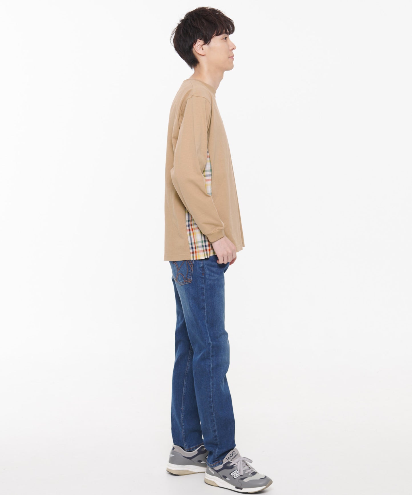 パーマーチェックドッキング シェアロングスリーブTシャツ