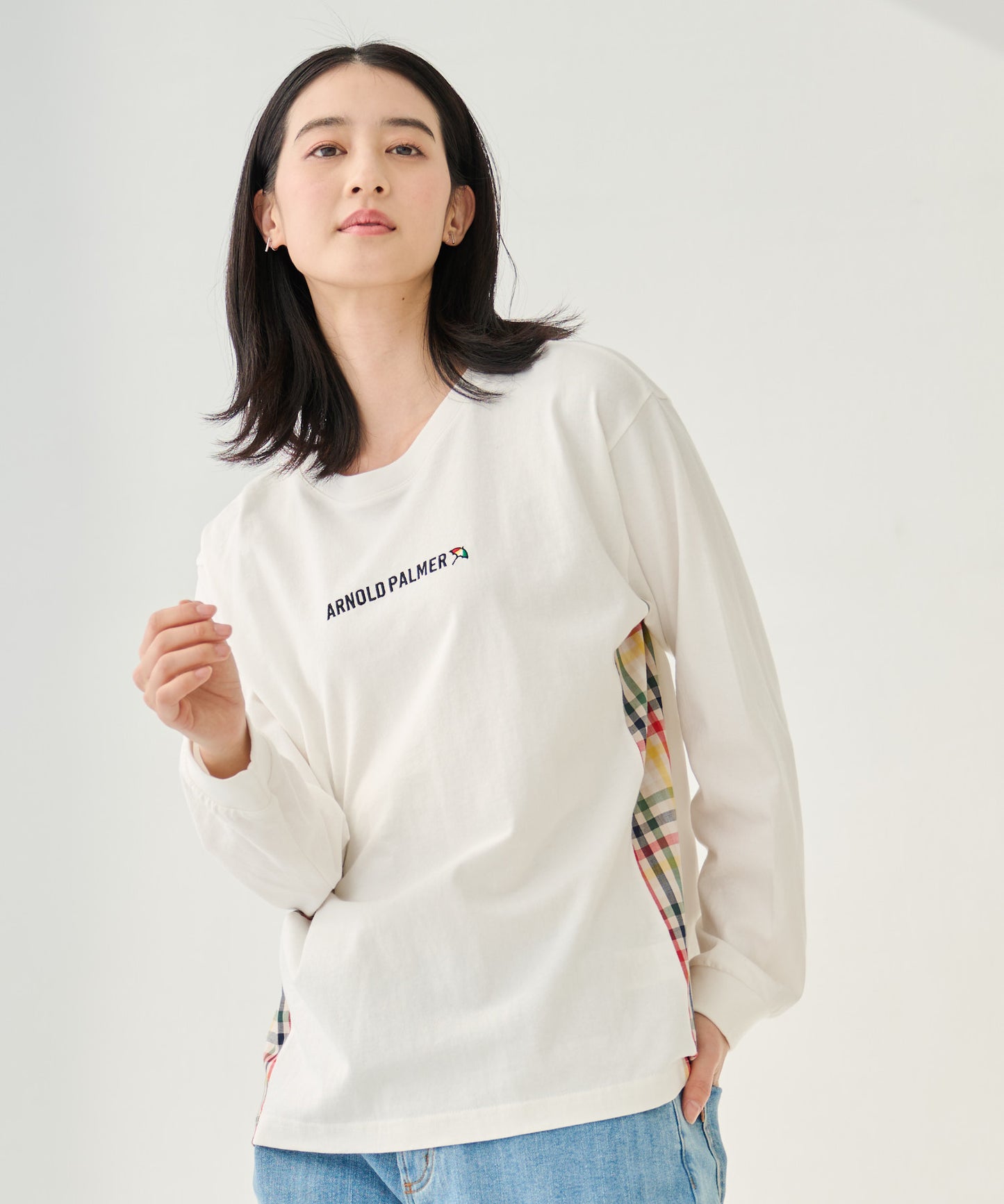 【残り1点】パーマーチェックドッキング シェアロングスリーブTシャツ