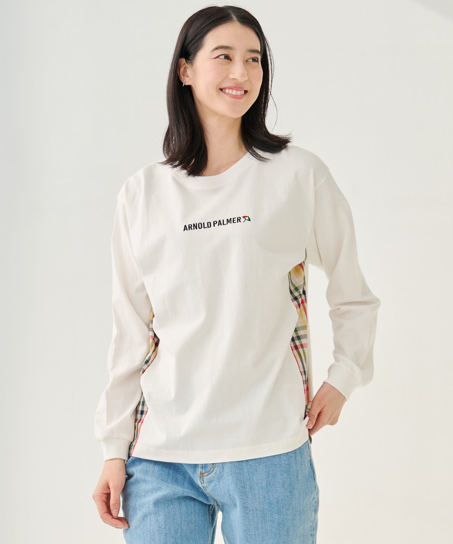 パーマーチェックドッキング シェアロングスリーブTシャツ