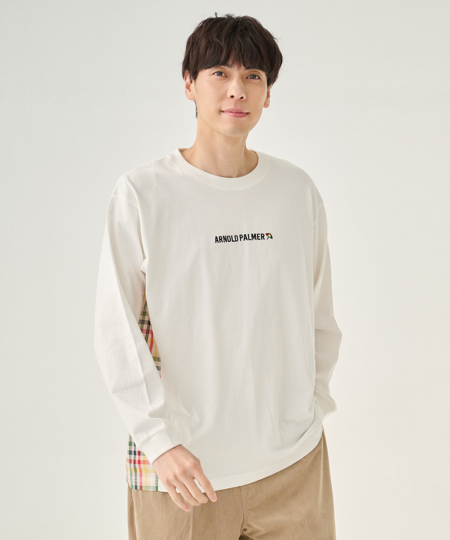 パーマーチェックドッキング シェアロングスリーブTシャツ
