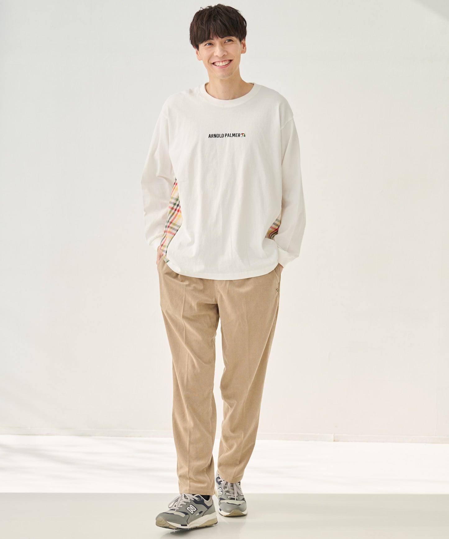パーマーチェックドッキング シェアロングスリーブTシャツ