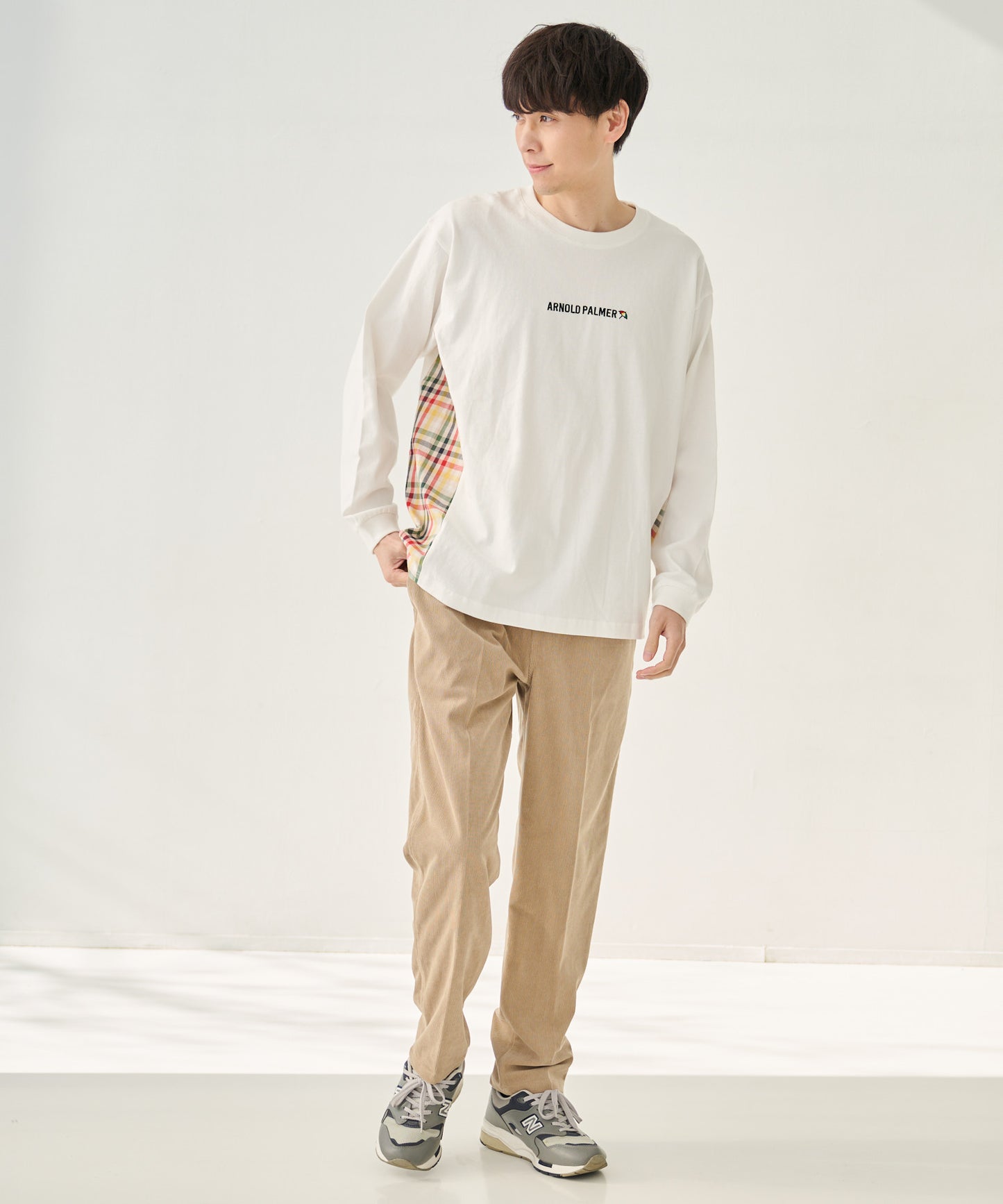 パーマーチェックドッキング シェアロングスリーブTシャツ